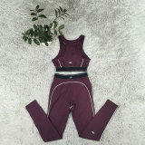 Alphabet Yoga Gathered Sports Vest High Waist Fitness Set