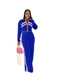 Hot Sale Fashion Women Colors Patchwork Long Sleeves Casual Sports 2pc