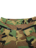 Casual Camouflage Print Multi-pocket Cargo Straight-leg Trousers