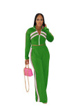 Hot Sale Fashion Women Colors Patchwork Long Sleeves Casual Sports 2pc