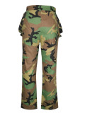 Casual Camouflage Print Multi-pocket Cargo Straight-leg Trousers