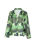 Fashion Camouflage Print Double-breasted Long Sleeve Jacket