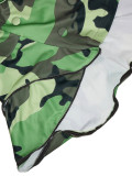 Fashion Camouflage Print Double-breasted Long Sleeve Jacket