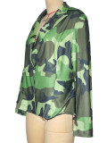 Fashion Camouflage Print Double-breasted Long Sleeve Jacket