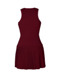 Summer Tank Striped Stretch Sleeveless Pleated A-line Athletic Sport Dresses