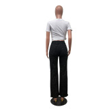 Women's Hot Drilling Washed Jeans High Waist Wide Leg Stretchy Denim Pants