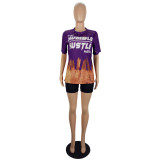 Fashion Printed Short Sleeve Sportswear Short Set