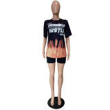 Fashion Printed Short Sleeve Sportswear Short Set