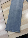 Women's Hot Drilling Washed Jeans High Waist Wide Leg Stretchy Denim Pants