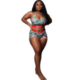 Fashion Personalized Printed Sleeveless Vest Two Piece Cycling Set
