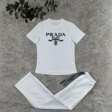 Casual Jacquard Embroidery Short Sleeve Blouse Drawstring Pant Piece Set