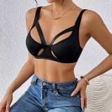 Black Cutout Halter Neck Bra