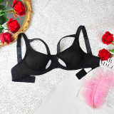 Black Cutout Halter Neck Bra