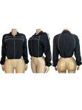 Solid Color Long Sleeve Lapel Zip-up Jacket