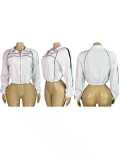Solid Color Long Sleeve Lapel Zip-up Jacket