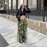Women's Multi-pocket Camouflage Overalls Jogging Exercise Pocket Pants