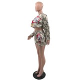 Fall Long Sleeve Shorts Set with Graphic Print