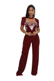 Splicing Sports Fitness Short Sleeve Straight Long Pants Vintage Party Y2K Jumpsuits