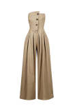 Women Strapless Bodycon Backless Flare Pants Jumpsuit