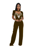 Splicing Sports Fitness Short Sleeve Straight Long Pants Vintage Party Y2K Jumpsuits