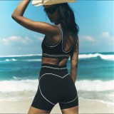 High-elastic Tight Running Sports Embroidered Letters Fitness Yoga Shorts Set