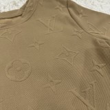 Summer Casual Embossed Short Sleeve Trousers Set With Pocket