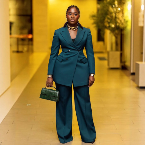 Elegant Lapel Trousers Two-piece Women Suits(Blazer+Pants)