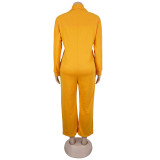 Women's Casual Turndown Collar Wide-Leg Jumpsuit with Buttons