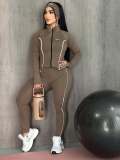 Contrast Color Yoga Wear High Stretch Fitness Running Sports Three-piece Set