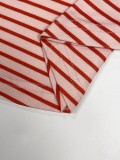 Peach Casual Stripe Pocket O Neck Long Plus Size Dresses
