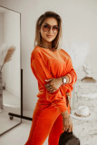 Fashion Velvet Long Sleeve O Neck Sportswear Sweatshirt Set