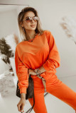 Fashion Velvet Long Sleeve O Neck Sportswear Sweatshirt Set