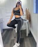 Yoga Suit Sleeveless Sports Vest High Waist Fitness Yoga Clothing Set