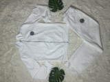 Casual Embossed Embroidery Outdoor Sports Thread Zipper Two Piece Pant Set
