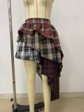 Sexy Plaid Multi-layer Asymmetrical Cake Skirt