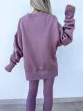 Fashion hoodie+pit stripe solid color set, casual commuting long sleeved long pants two-piece set