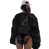 Sexy printed lines, bubble sleeves, personalized and generous top