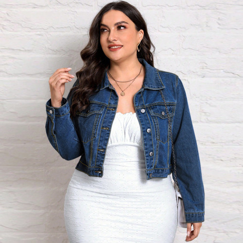 Large denim top, retro versatile and fashionable denim short jacket