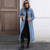 Western style denim long jacket, fashionable denim dress