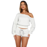 Comfortable casual slanted shoulder one shoulder strap pants set, two-piece set