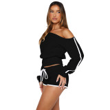Comfortable casual slanted shoulder one shoulder strap pants set, two-piece set