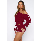Comfortable casual slanted shoulder one shoulder strap pants set, two-piece set
