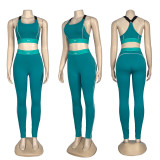 Lady Sleeveless Push-Up Sports Vest High Waist Hip Lifting Abdomen Fitness Yoga Set