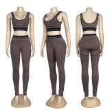 Yoga Suit Sports Vest High Waist Belly Fitness Suit Set without cardigan