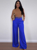 High-waisted wide-leg pants for women, versatile fashion new style with double pockets, loose-fitting draping casual pants