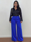 High-waisted wide-leg pants for women, versatile fashion new style with double pockets, loose-fitting draping casual pants