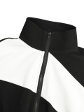 Sports and leisure splicing set long sleeved zipper jacket two-piece set
