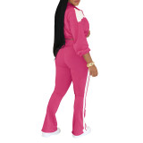 Sports and leisure splicing set long sleeved zipper jacket two-piece set