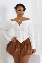 Women's collar shirt, long sleeved off shoulder shirt Women's collar shirt, long sleeved off shoulder shirt