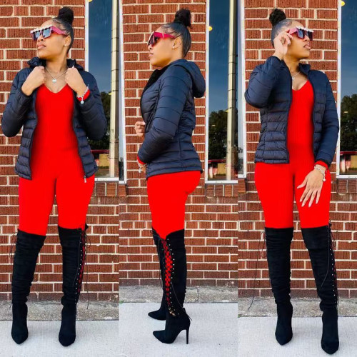 Black cotton jacket versatile slim fit short cotton jacket